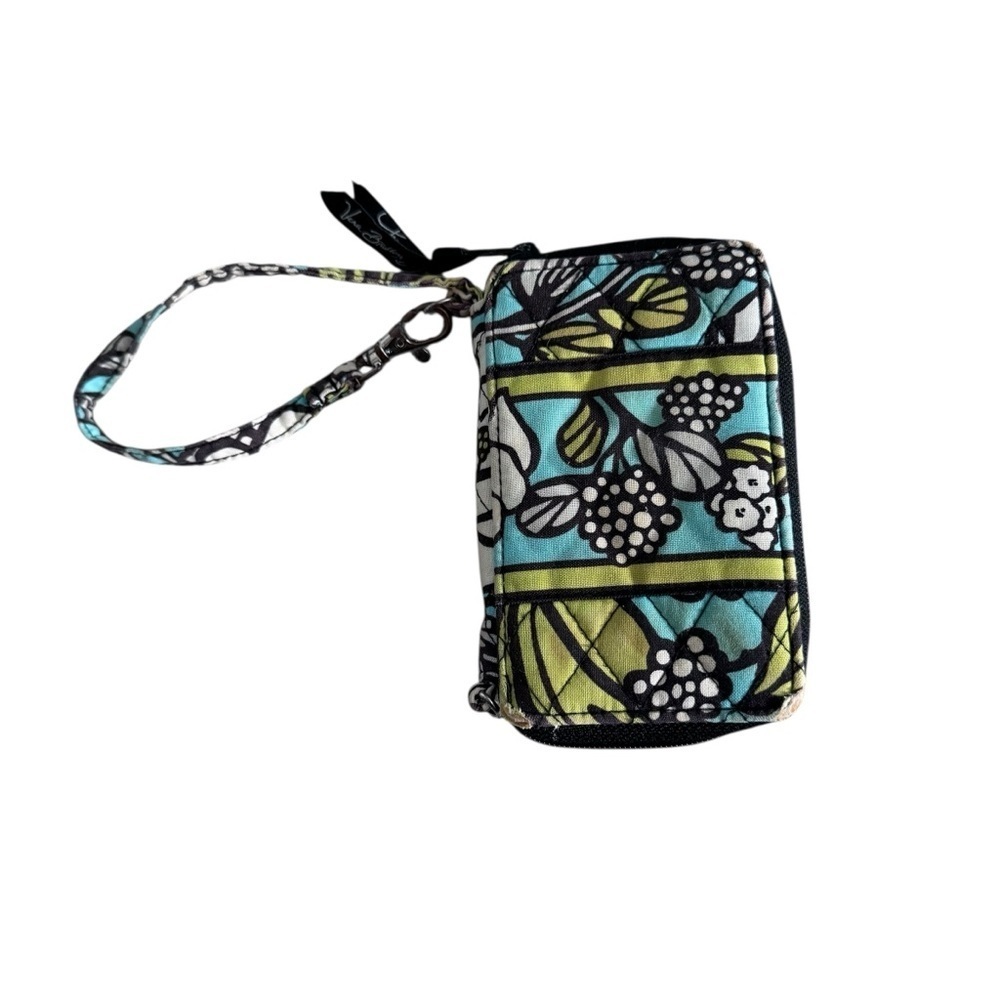 Vera Bradley Teal and Black Patterned Wristlet - Picture 3 of 9